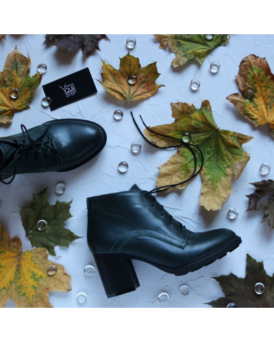 Ботильоны из кожи зеленого цвета на устойчивом каблуке Арт. 605-8Alf