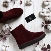 Ботинки из бордовой замши 12-19(Ls6)