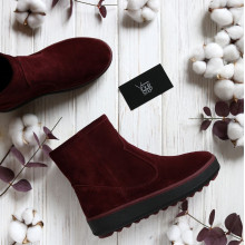Ботинки из бордовой замши 12-19(Ls6)