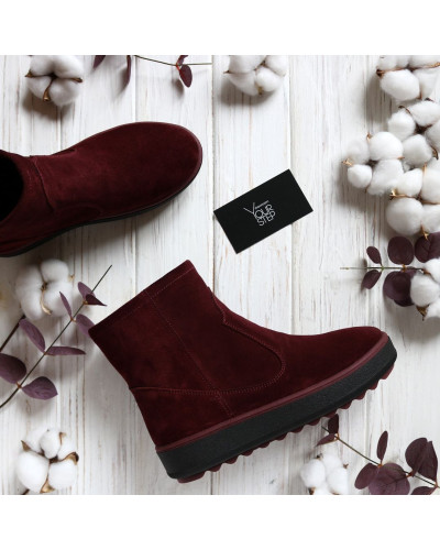 Ботинки из бордовой замши 12-19(Ls6)