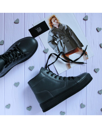 Ботинки из кожи цвета графит 51-3/152