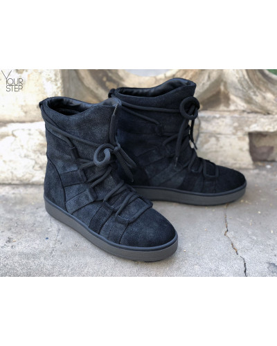 Ботинки из серой замши с напылением Ls6-2