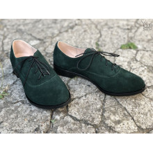 Туфли на низком ходу из зеленой замши Арт. 05-6(Mar4)