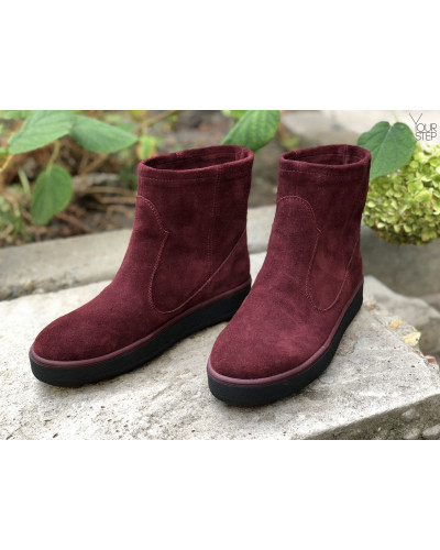 Ботинки из бордовой замши 12-19(Ls6)