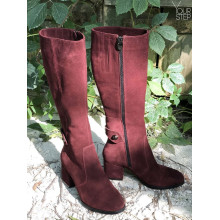 Чоботи з бордової замші Арт. 605-2Ок-3326(2)