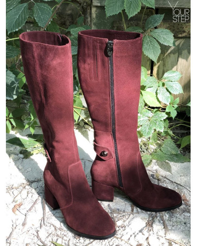 Чоботи з бордової замші Арт. 605-2Ок-3326(2)