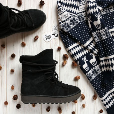 Ботинки из серой замши с напылением Ls6-2