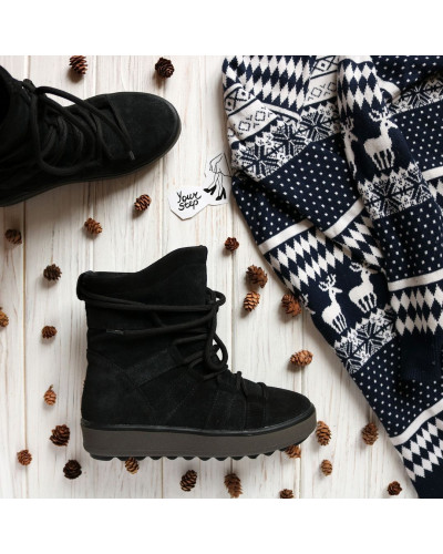 Ботинки из серой замши с напылением Ls6-2