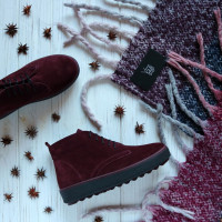 Черевики з бордової замші 12-20(Ls6)
