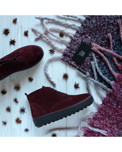 Черевики з бордової замші 12-20(Ls6)