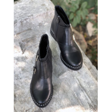 Ботинки-монки из черной кожи 12-26V(64)
