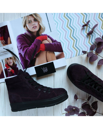 Ботинки из замши цвета баклажан 51-3/152