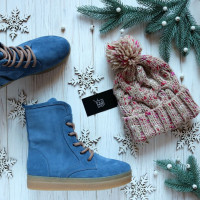 Ботинки из замши цвета джинс 12-6Ls