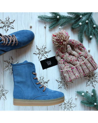 Ботинки из замши цвета джинс 12-6Ls