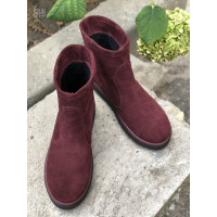 Ботинки из бордовой замши 12-19(Ls6)