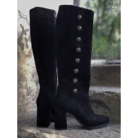 Чоботи із чорного велюру Арт. 52-1Ок-3326(1)