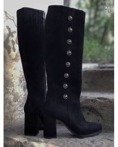 Чоботи із чорного велюру Арт. 52-1Ок-3326(1)