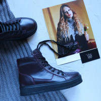 Ботинки из кожи цвета бордо 51-3/152