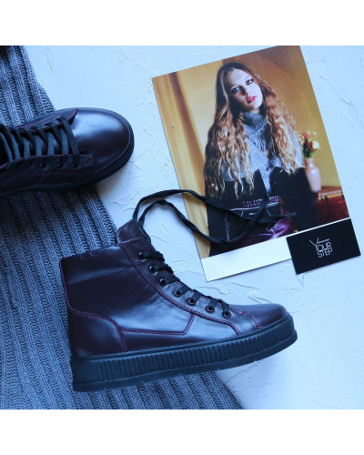 Ботинки из кожи цвета бордо 51-3/152