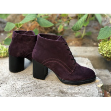 Ботильоны из замши цвета баклажан на устойчивом каблуке Арт. 605-8Alf