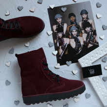 Ботинки из бордовой замши 12-6(Ls6)