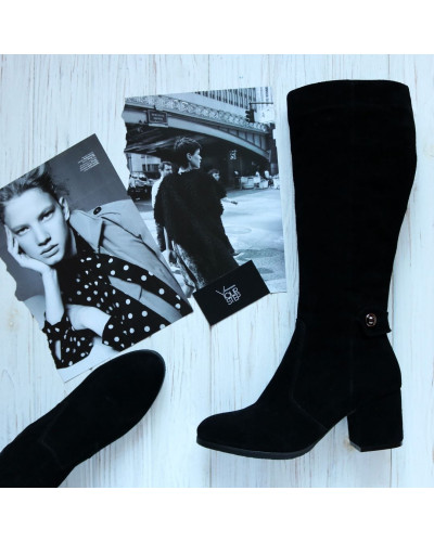 Чоботи із чорної замші Арт. 605-2Ок-3326(2)