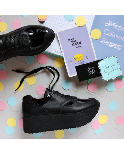 Кросівки з чорної шкіри Арт. 15-2/21873