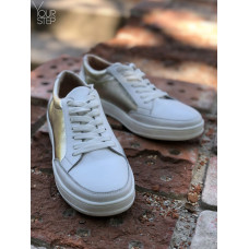 Кеди із білої шкіри зі вставками Арт. Om-2(Em)