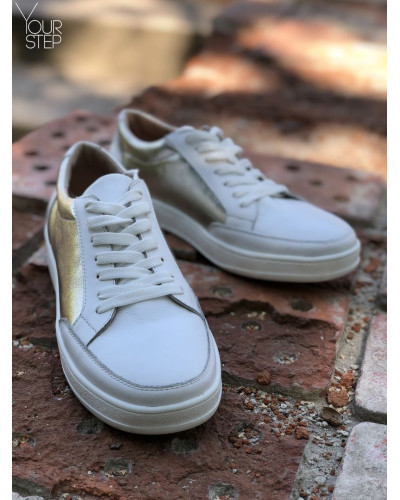Кеди із білої шкіри зі вставками Арт. Om-2(Em)