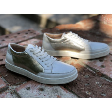 Кеди із білої шкіри зі вставками Арт. Om-2(Em)