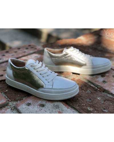 Кеди із білої шкіри зі вставками Арт. Om-2(Em)