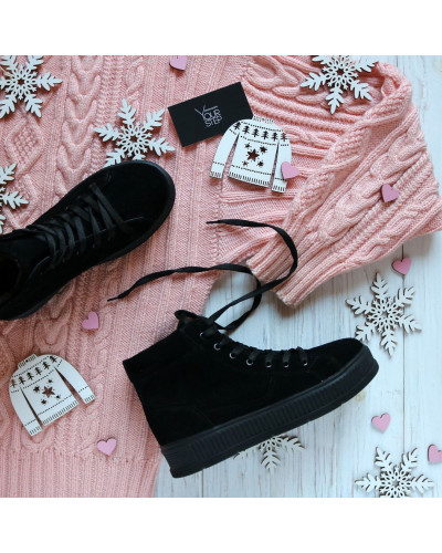 Ботинки из черной замши 51-3/152