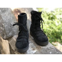 Ботинки из серой замши с напылением Ls6-2