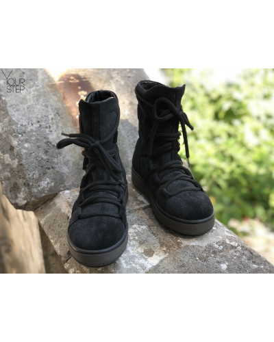 Ботинки из серой замши с напылением Ls6-2