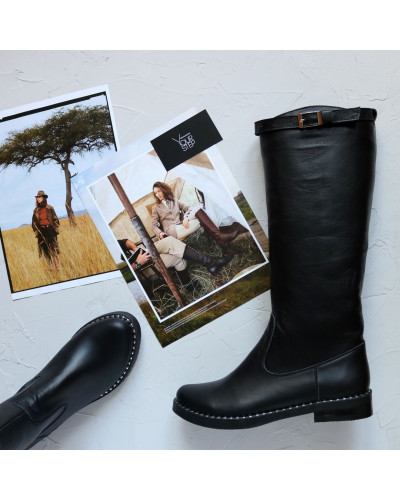 Чоботи із чорної шкіри Арт. 12-17V(64)