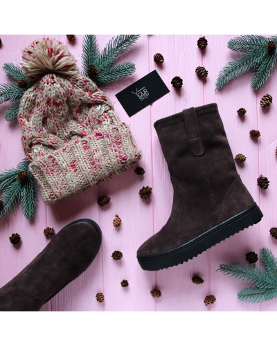 Полусапоги из замши цвета какао Арт. 12-2/21613