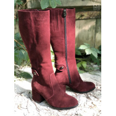Чоботи з бордової замші Арт. 605-2Ок-3326(2)
