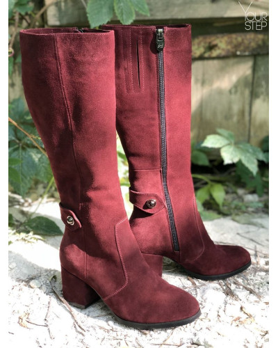 Чоботи з бордової замші Арт. 605-2Ок-3326(2)