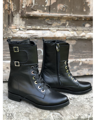 Черевики із чорної шкіри 12-30V