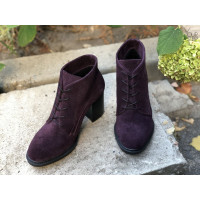 Ботильоны из замши цвета баклажан на устойчивом каблуке Арт. 605-8Alf