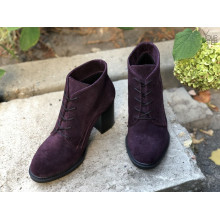 Ботильоны из замши цвета баклажан на устойчивом каблуке Арт. 605-8Alf