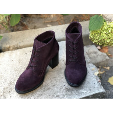 Ботильоны из замши цвета баклажан на устойчивом каблуке Арт. 605-8Alf