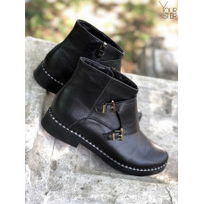 Ботинки-монки из черной кожи 12-26V(64)