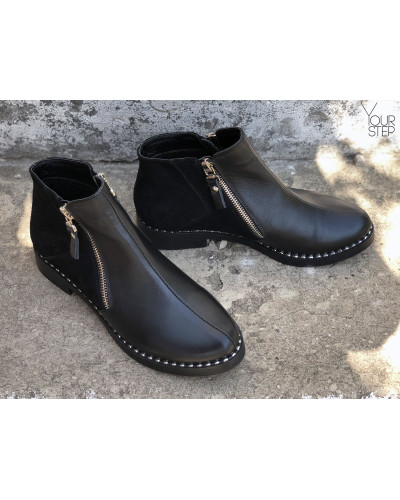 Ботинки из черной кожи и замши 235-2V(64)