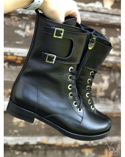 Черевики із чорної шкіри 12-30V