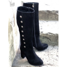 Чоботи із чорного велюру Арт. 52-1Ок-3326(1)