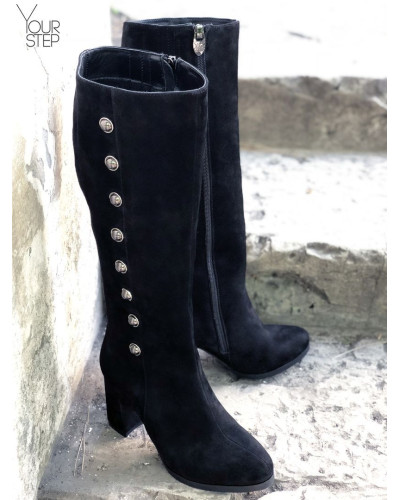 Чоботи із чорного велюру Арт. 52-1Ок-3326(1)