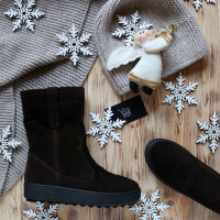 Полусапоги из замши цвета шоколад Арт. 12-2(Ls6)