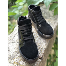 Ботинки из натуральной кожи и замши черного цвета 05-11(Ls6) ДОП*