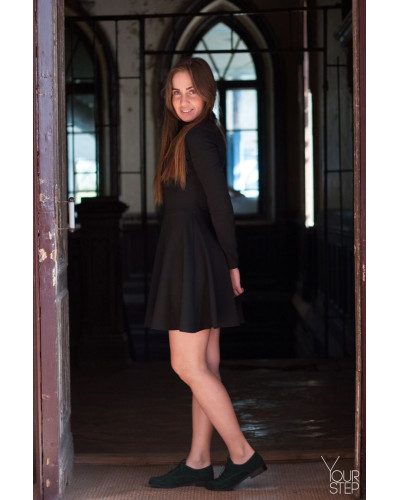 Туфли на низком ходу из зеленой замши Арт. 05-6(Mar4)